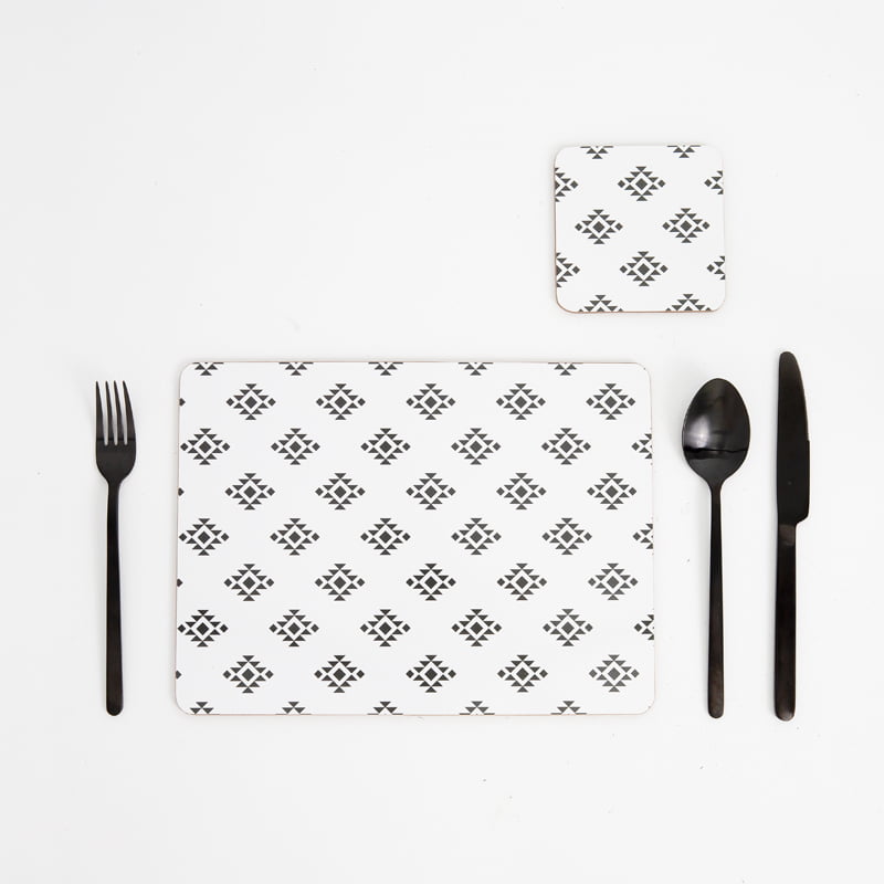Monochrome Love Cork Placemats Set of 4 Black & White CLEARANCE