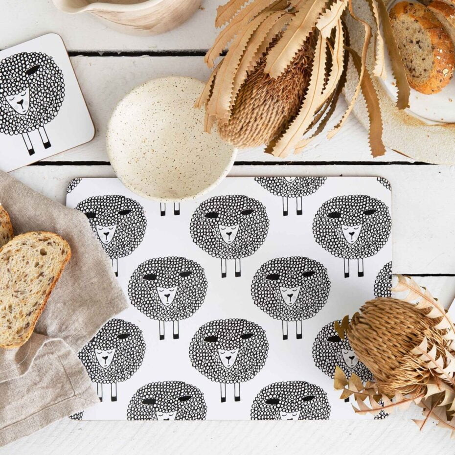 snoozy sheep Cork Backed placemats