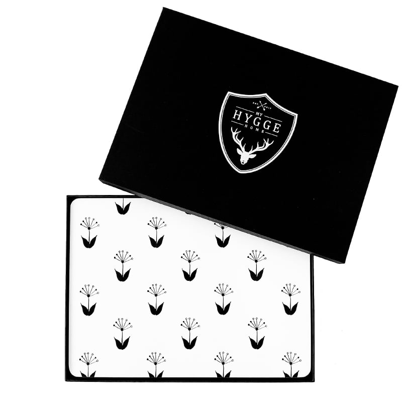 Cork Backed Placemats Set of 4 Spring Flower Black Gift Box My