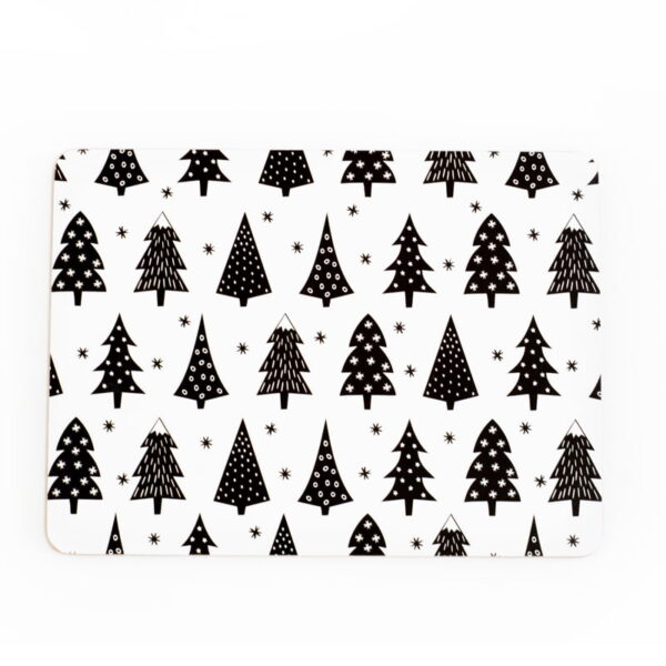 Christmas Trees Placemats Set of 4 Black & White My Hygge Home