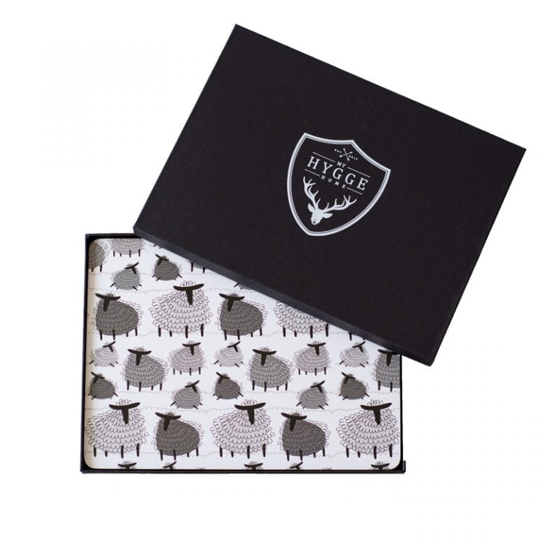 Fluffy Sheep Placemats Set of 4 Black, Grey & White My Hygge Home