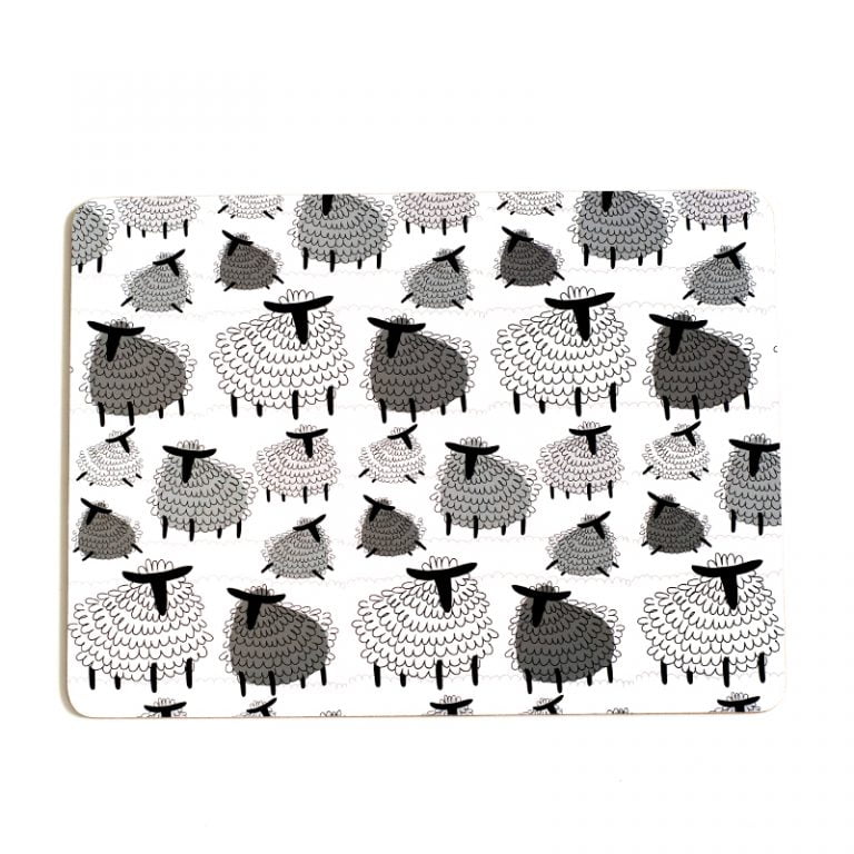 Fluffy Sheep Placemats Set of 4 Black, Grey & White My Hygge Home