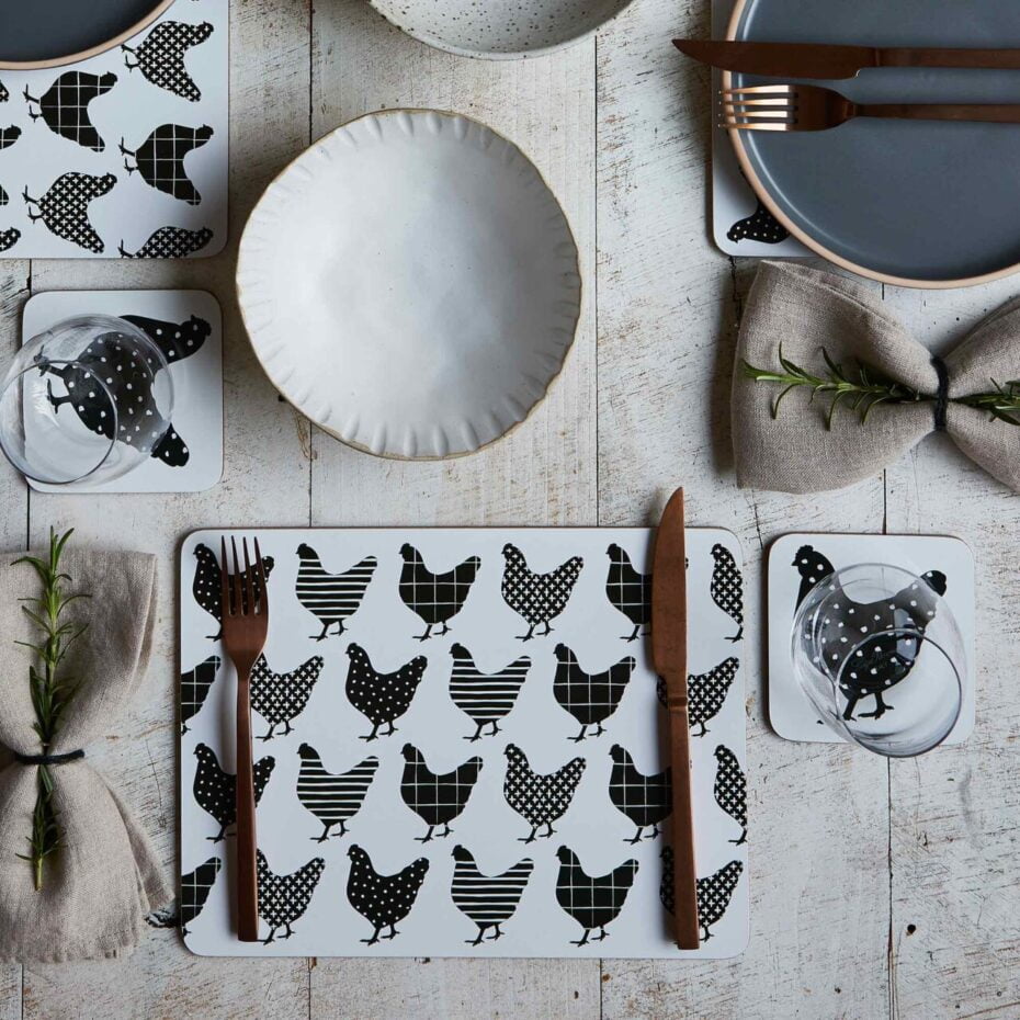 charming chooks cork backed placemats