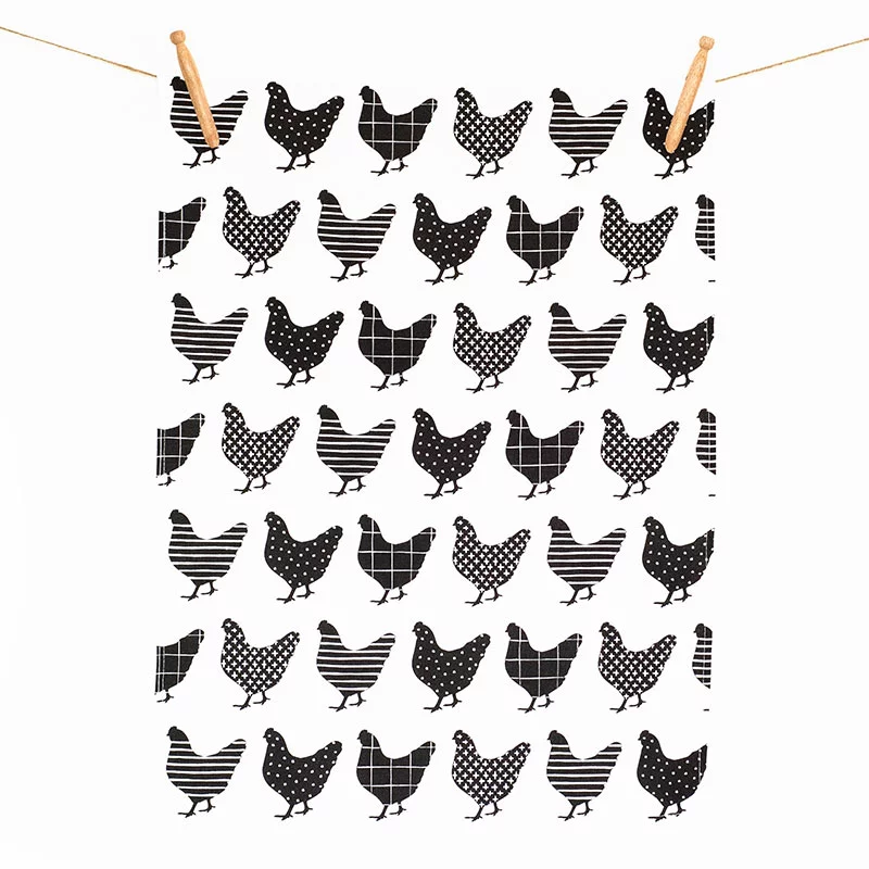 charming chooks linen teatowel