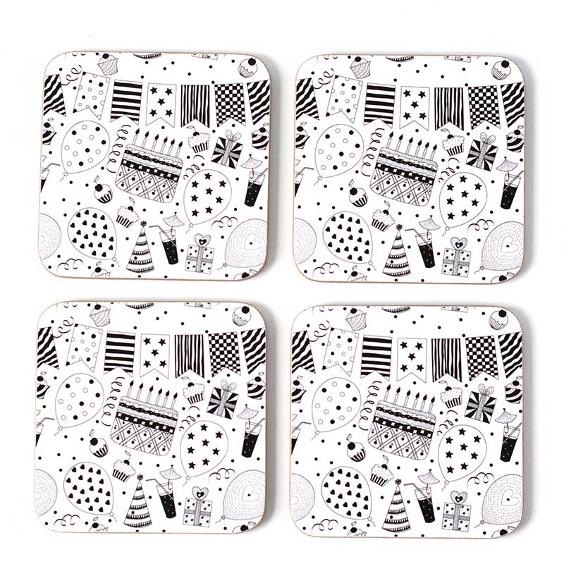 party time Cork Backed coasters