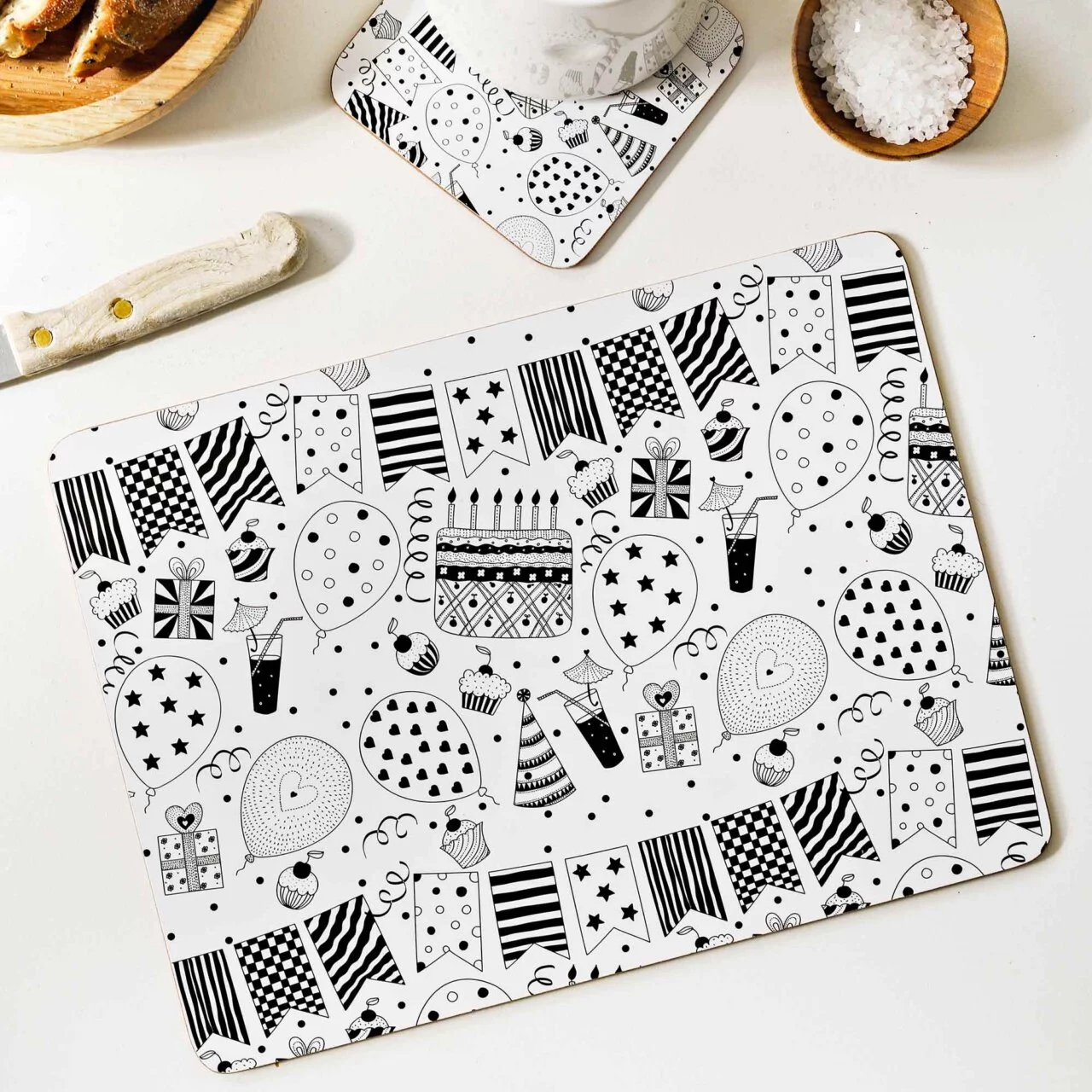 Party Time Cork Backed Placemats | Sets of 4 - My Hygge Home party time cork backed placemats
