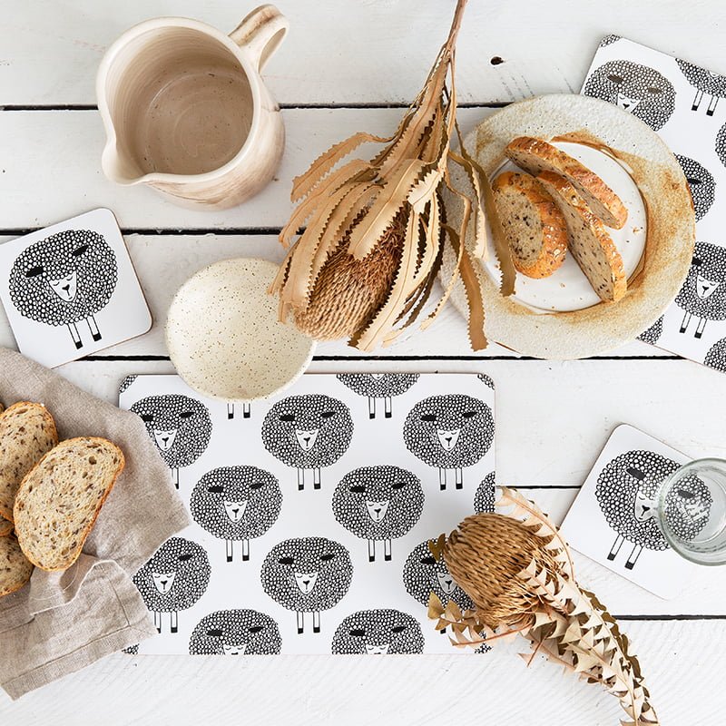  cosy sheep placemat and coaster bundle